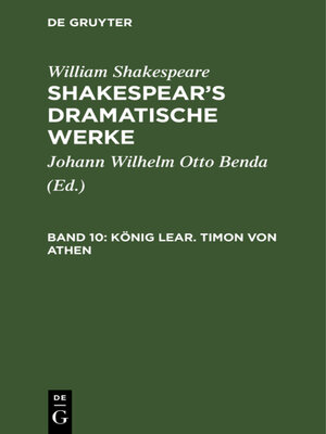 cover image of König Lear. Timon von Athen